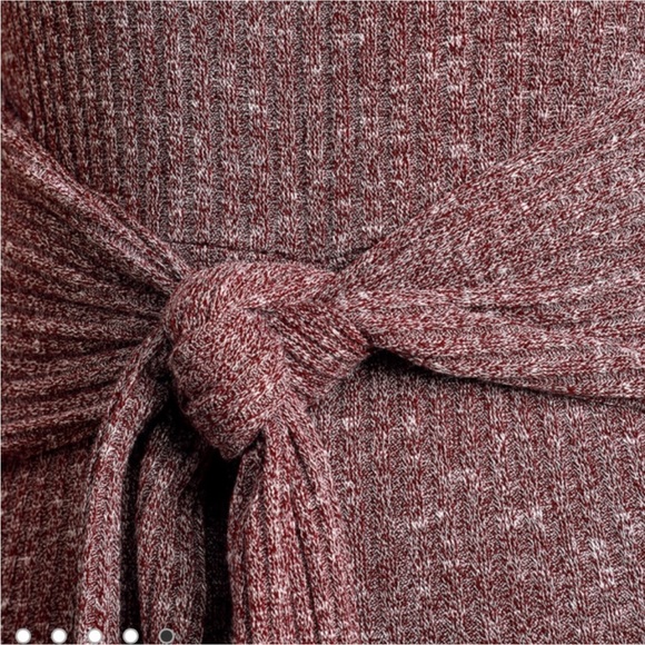 Lulu's Heather Burgundy Knit Front Tie Jumper Large - Picture 4 of 4